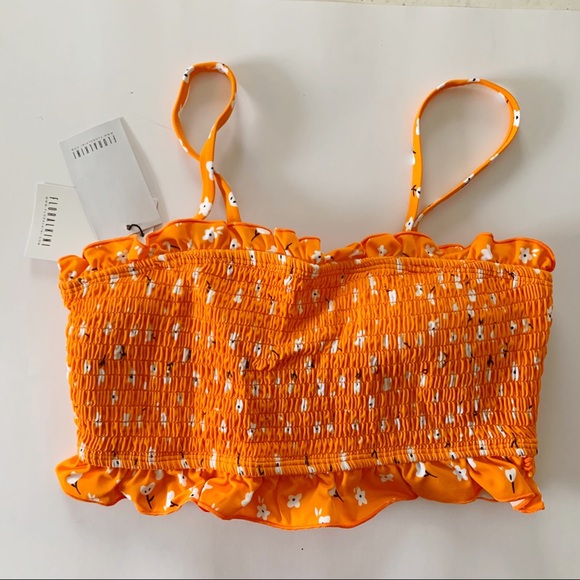 NWT 🌼 Floralkini Orange Ruffle High Waist Bikini - Picture 4 of 8